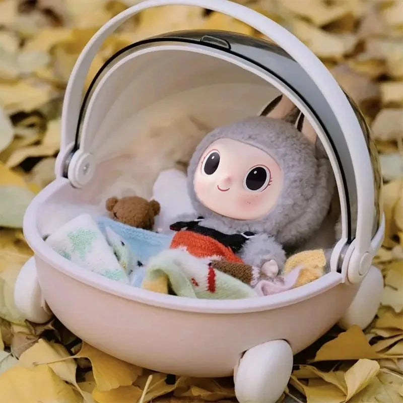1/2pc Doll Bed Baby Stroller Storage Box with Mat for Labubu Space Module Doll Sleep Cradle Cart Dolls Bed Furniture Accessories